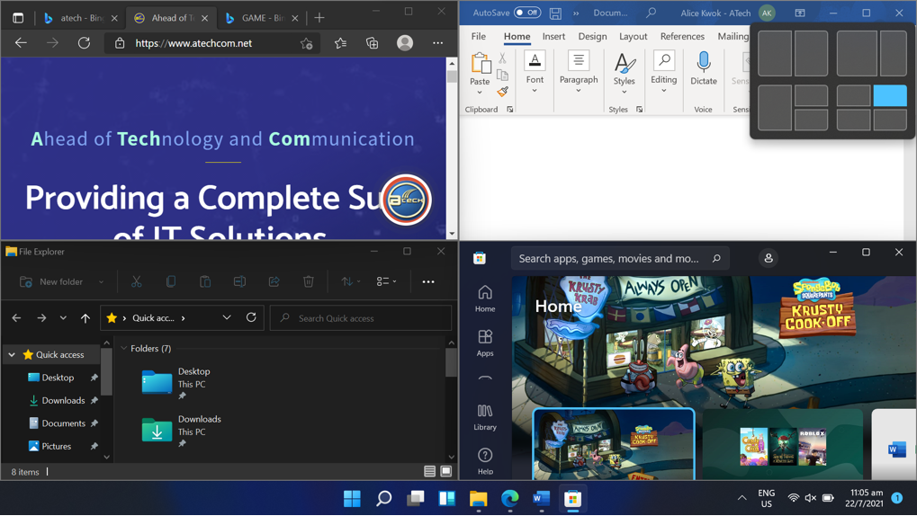 Windows 11 vs macOS Monterey multitasking